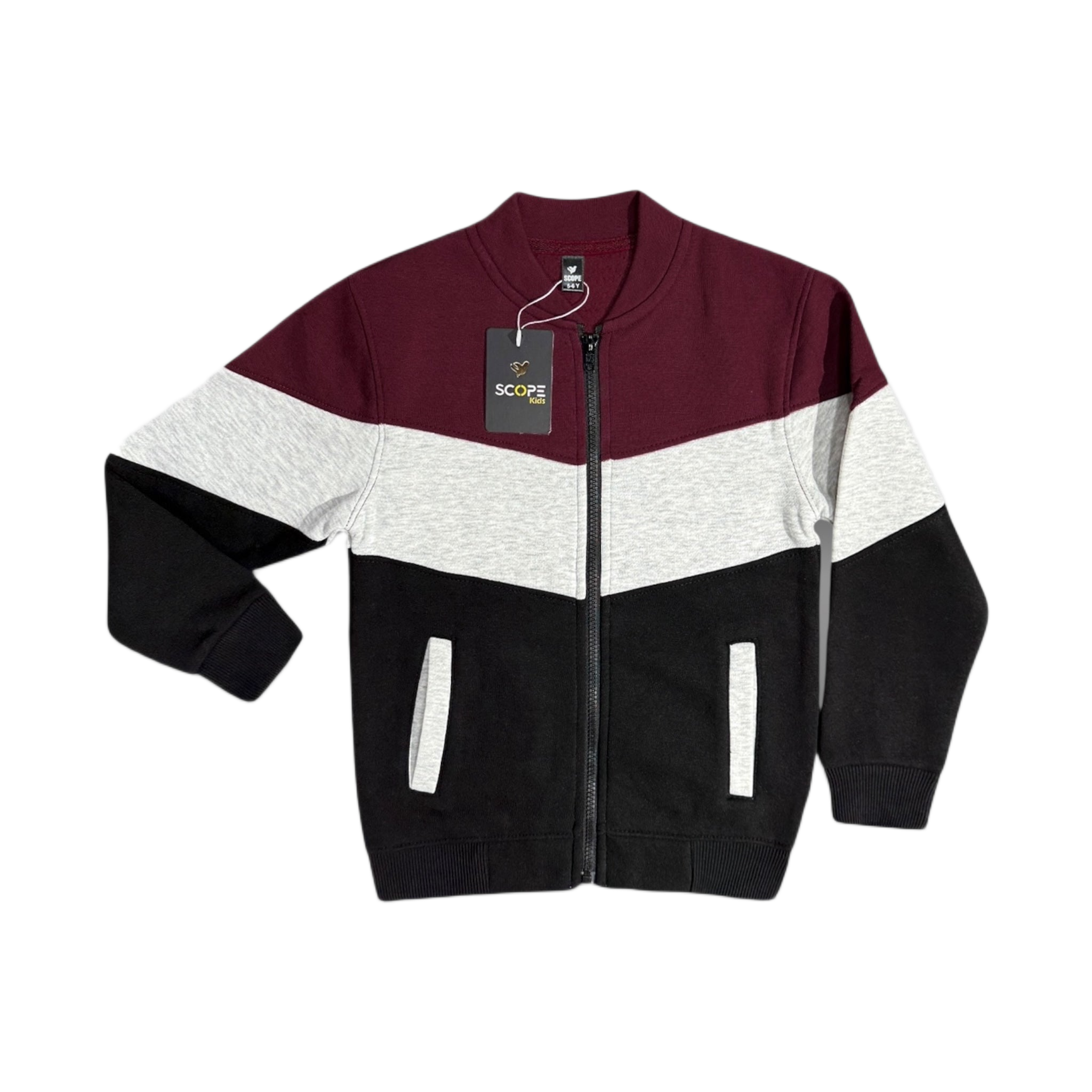 Tricolour Zipper Jacket(Mrn-Gry-Blk)