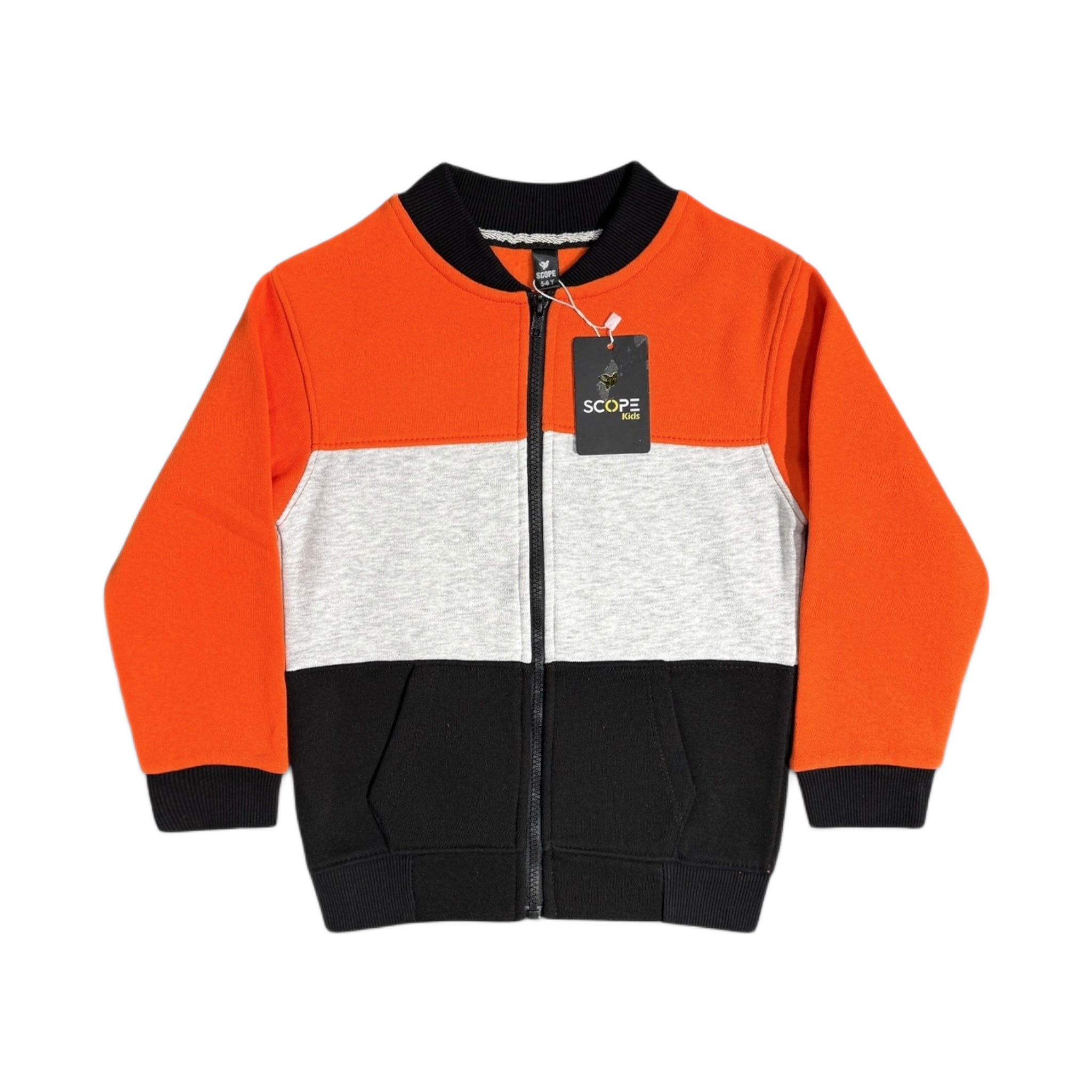 Tricolour Zipper Jacket(Org-Gry-Blk)