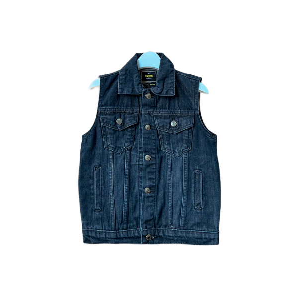 Deep Marine Blue Sleeveless Denim Jacket