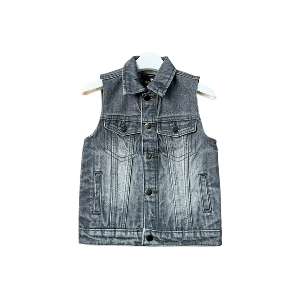 Pewter Grey Sleeveless Denim Jacket